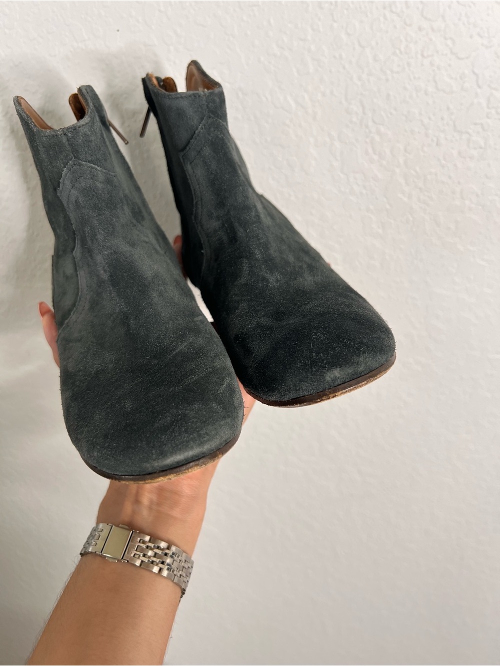 ISABEL MARANT Dicker Suede Cowboy Ankle Boots Women Size 5 Western Bootie - Picture 3 of 14